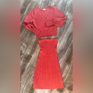 Intermix Knit Set Skirt & Top Coral Metallic Size S”
